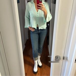 Elle Jay Mint Green Blake Blouse Cotton button front size small